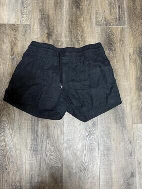 Athleta Cabo Linen Shorts Womens 4" Black 14